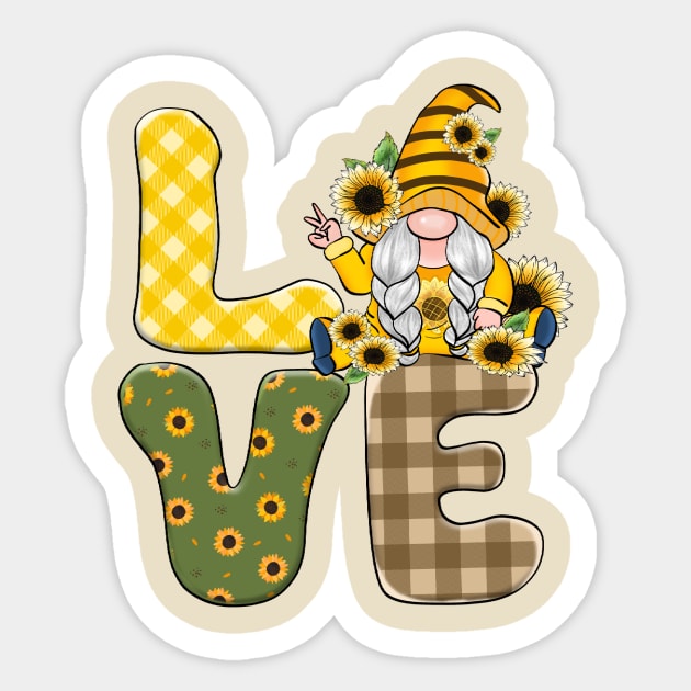 Sunflower Spring Love Gnome Gonk Sticker by Rebel Merch